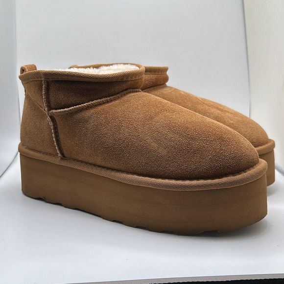 CUSHIONAIRE Women's Genuine Suede pull on platform boot +Memory Foam 8.5 CHESTNU - Picture 1 of 7